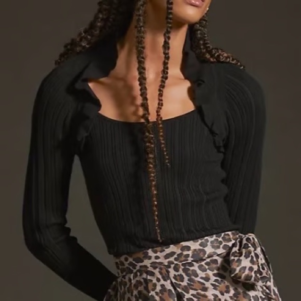 ❌Maeve by Anthro Black Ribbed Sweater Top